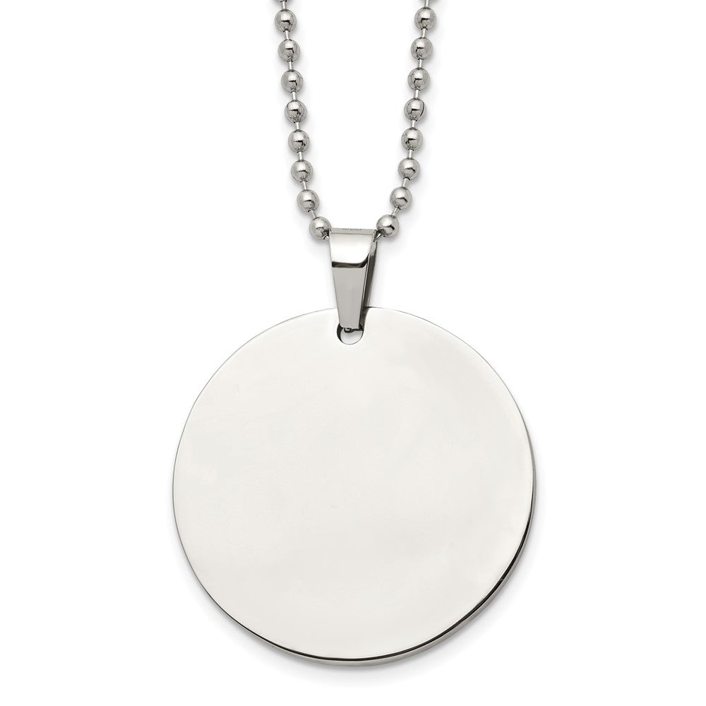 Chisel Stainless Steel Brushed and Polished Reversible Round 2mm Dog Tag on a 24 inch Ball Chain Necklace, 24 x 37.95 mm