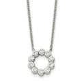 Chisel Stainless Steel Polished with CZ Pendant on a 17.25 inch Cable Chain Necklace, 17.25 x 15 mm