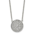 Stainless Steel Polished w/CZ Flower 18in Necklace, 18 mm