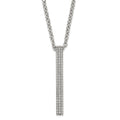 Stainless Steel Polished CZ Bar Necklace, 22 mm