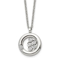 Stainless Steel Polished w/CZ Circle 21.5in Necklace, 21.5 mm