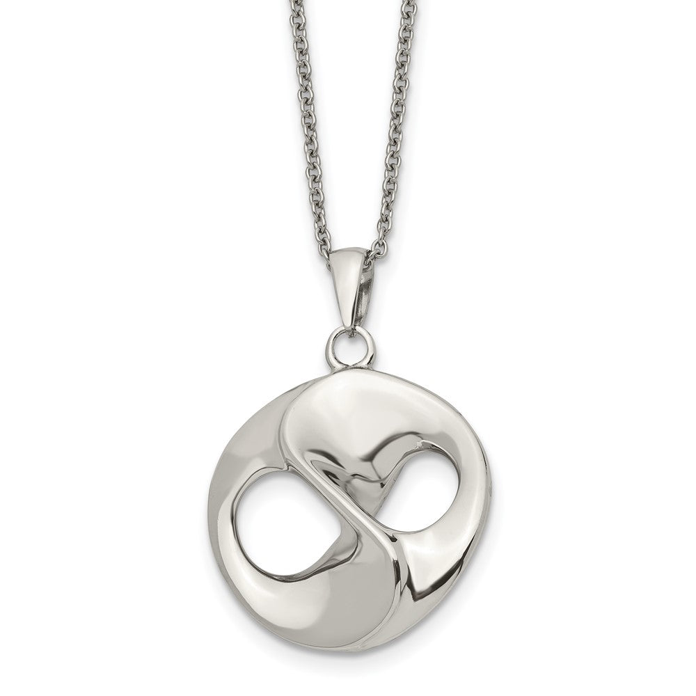 Stainless Steel Polished 17in w/2in ext Necklace, 17 mm