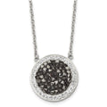 Stainless Steel Polished Black and White Crystal 18in Necklace, 18 mm