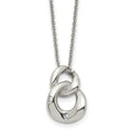 Stainless Steel Polished w/Crystal Two Loop 18in Necklace, 18 mm