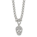 Stainless Steel 18 inch Polished Crystal Skull Necklace, 18 mm