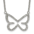 Stainless Steel Polished w/CZ Butterfly 18in Necklace, 18 mm