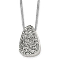 Stainless Steel Polished Druzy 17.5in Polyester Cord Necklace, 17.5 mm