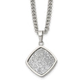 Stainless Steel Polished with Silver Druzy 27.25in Necklace, 27.25 mm