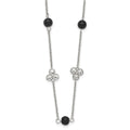 Stainless Steel Polished w/Black Acrylic Bead 33in Necklace, 33 mm