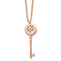 Stainless Steel Polished Rose IP-plated Key 18.25 inch Necklace, 18.25 mm