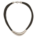 Stainless Steel Polished Faux Leather Cords Necklace, 19 mm