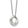 Stainless Steel Polished Wavy Circle w/Crystal 18in Necklace, 18 mm