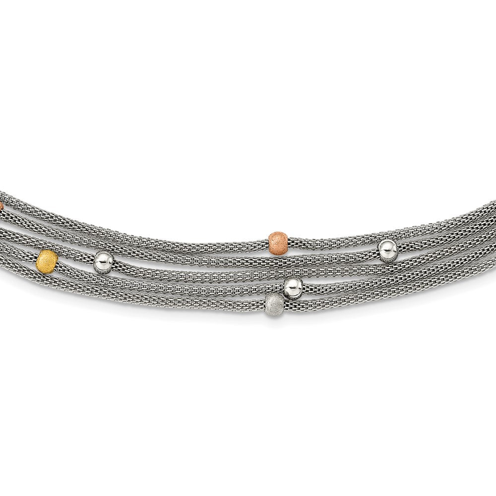 Stainless Steel Polished Rose and Yellow IP-plated Mesh 20.5in Necklace, 20.5 mm