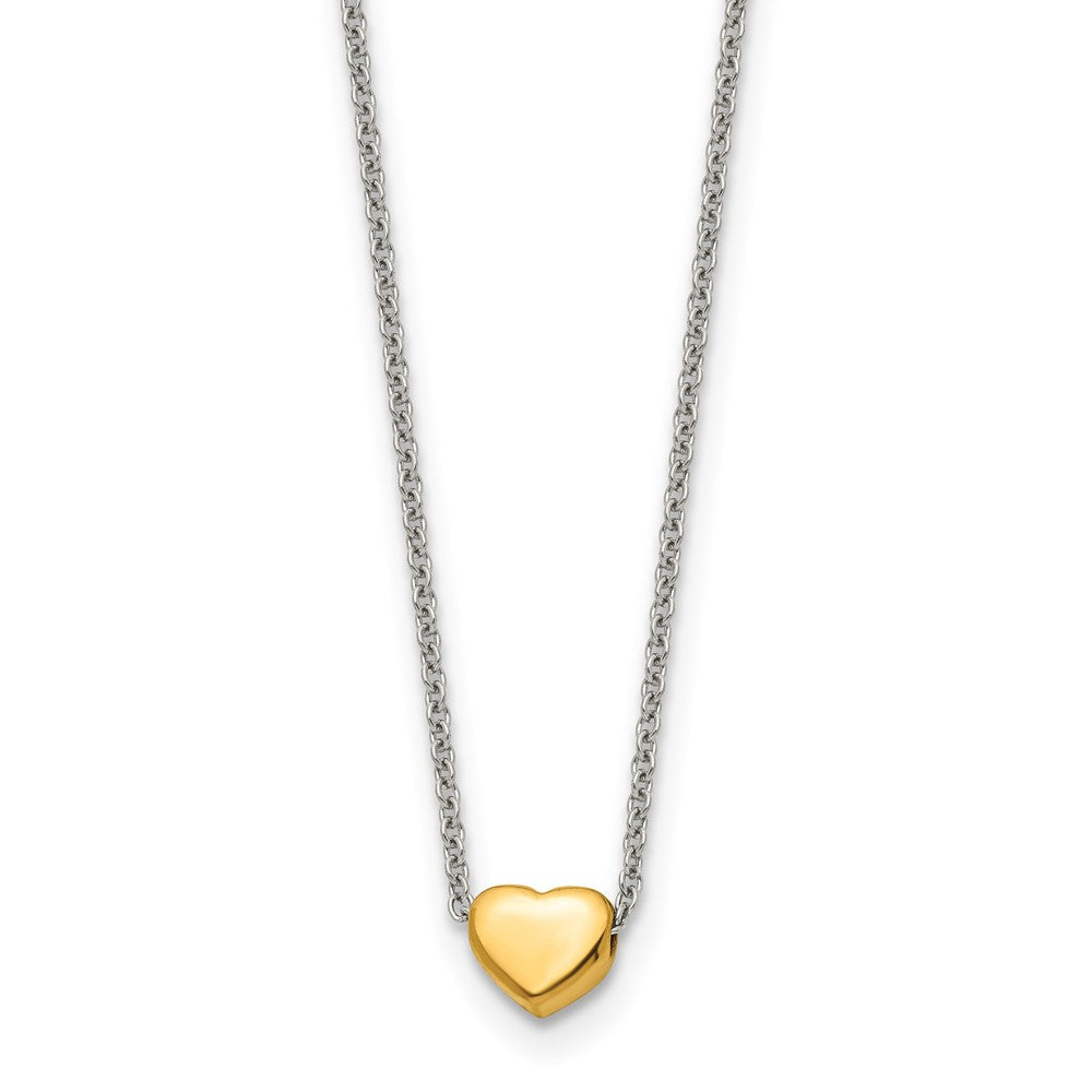 Chisel Stainless Steel Polished Yellow IP-plated Heart on a 16 inch Cable Chain Necklace, 16 x 6 mm