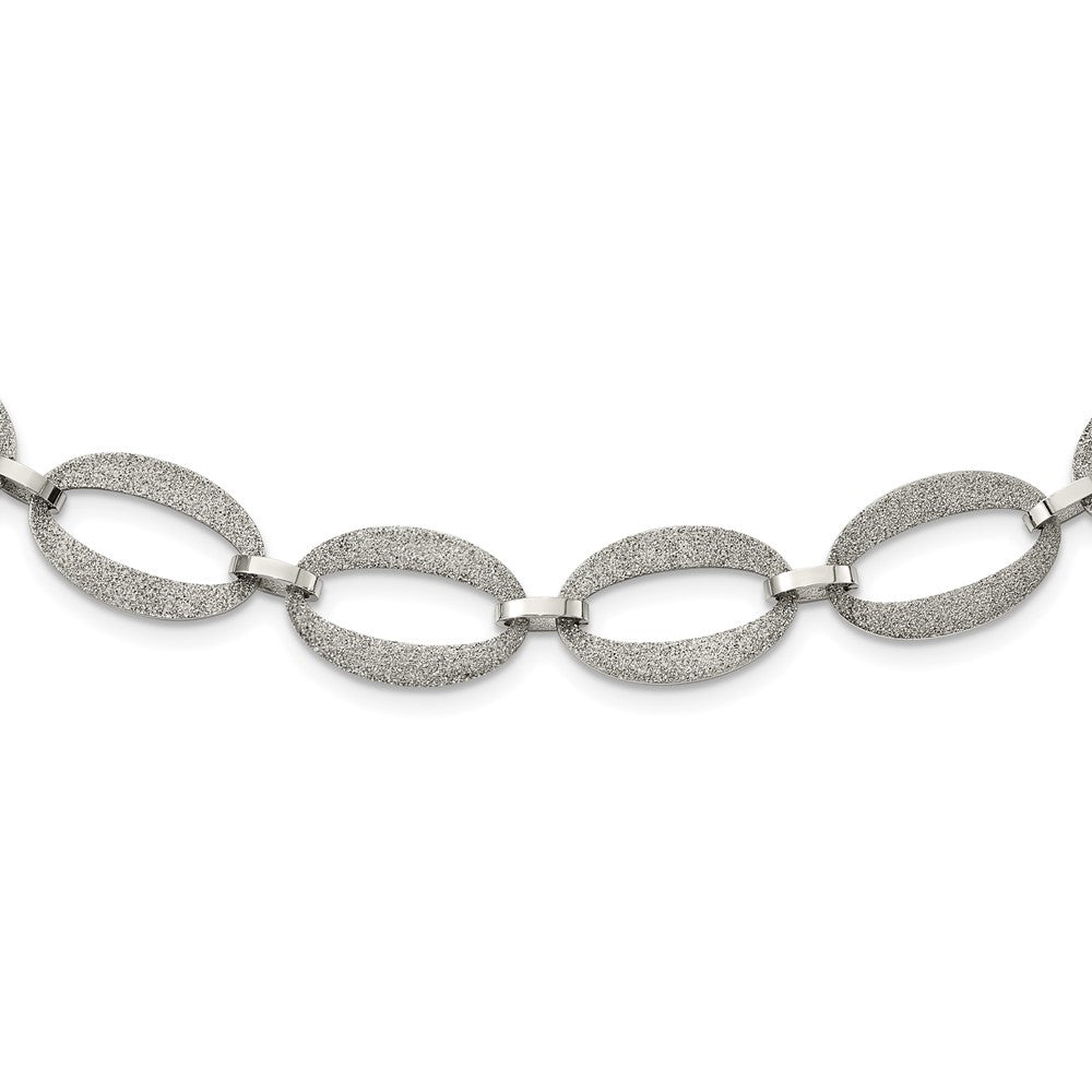 Stainless Steel Polished Laser Cut 17in w/1.75in ext Necklace, 17 mm
