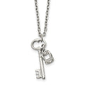 Stainless Steel Polished Key and Crown 15.5in w/2in ext Necklace, 15.5 mm