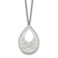 Stainless Steel Polished & Textured Reversible Cut-out Design Necklace, 17.75 mm