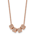 Stainless Steel Polished Rose IP-plated w/CZ 16.5in w/2in ext. Necklace, 16.5 mm