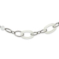 Stainless Steel Polished White Cat's Eye 16in w/2in ext Necklace, 16 mm