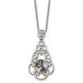 Stainless Steel Polished Imitation Abalone 16in w/2in ext Necklace, 16 mm
