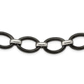 Stainless Steel Polished w/Black Ceramic w/2in ext. 30in Necklace, 30 mm