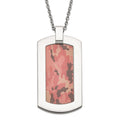 Stainless Steel Polished Printed Pink Camo Under Clear Rubber Necklace, 22 mm