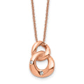Stainless Steel Polished Rose IP-plated w/Crystal Two Loop 18in Necklace, 18 mm