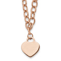 Chisel Stainless Steel Polished Rose IP-plated Heart Pendant on a 16 inch Open Link Chain with .5 inch Extension Necklace, 16 x 17.5 mm