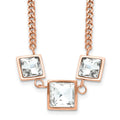Stainless Steel Polished Rose IP w/Glass 16.5in w/2.5in ext Necklace, 16.5 mm