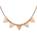 Stainless Steel Polished Rose IP-Plated Triangle Charms w/2in ext Necklace, 20 mm