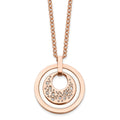 Stainless Steel Polished Rose IP Crystal & Ceramic w/2in ext Necklace, 27.75 mm
