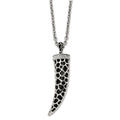 Stainless Steel 28in Polished Enamel w/Black Glass & Crystal Horn Necklace, 28 mm