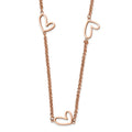 Stainless Steel Polished Rose IP-Plated Hearts 38in Necklace, 38 mm