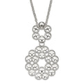Stainless Steel Polished and Textured Circle Design Chain Slide Necklace, 18 mm