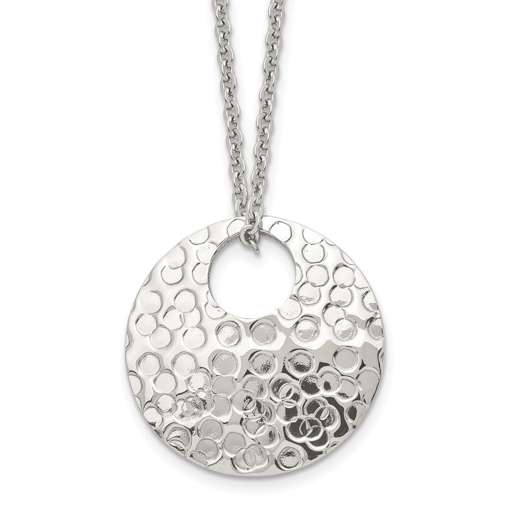Stainless Steel Polished Hammered 18in Necklace, 18 mm