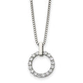 Chisel Stainless Steel Polished CZ Open Circle Pendant on an 18 inch Box Chain Necklace, 18 x 14.5 mm