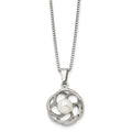 Chisel Stainless Steel Polished with Freshwater Cultured Pearl Flower Pendant on an 18 inch Box Chain Necklace, 18 x 19 mm