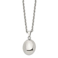 Stainless Steel Polished Hollow Puff Oval 18in Necklace, 18 mm