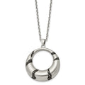 Stainless Steel Brushed Enameled w/Crystal Circle 20in Necklace, 20 mm