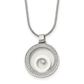 Stainless Steel Polished with Moving CZ Floating in Glass Circle Necklace, 18 mm
