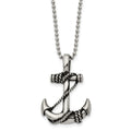 Chisel Stainless Steel Antiqued and Polished Anchorwiht Rope Pendant on a 22 inch Ball Chain Necklace, 22 x 24.88 mm