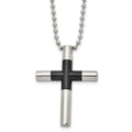 Stainless Steel Polished Black IP-plated Cross 22in Necklace, 22 x 32.24 mm