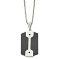 Stainless Steel 22in Brushed & Polished Black IP-plated Dog Tag Necklace, 22 x 29.82 mm