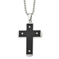 Stainless Steel Brushed and Polished Black IP-plated Cross 22in Necklace, 22 x 32.82 mm