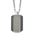 Stainless Steel Brushed & Polished Black IP Grey CarbonFiber Inlay Necklace, 24 x 25.22 mm