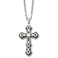 Stainless Steel Brushed and Polished Black IP-plated Cross 24in Necklace, 24 x 38.06 mm