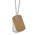 Chisel Stainless Steel Brushed and Polished with Tan Leather 2 Piece Dog Tags on a 22 inch Ball Chain Necklace, 22 x 27.5 mm