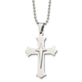 Chisel Stainless Steel Polished Cross Pendant on a 24 inch Ball Chain Necklace, 24 x 31.89 mm