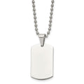 Chisel Stainless Steel Brushed and Polished 2mm Reversible Dog Tag on a 24 inch Ball Chain Necklace, 24 x 17.82 mm