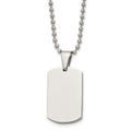 Chisel Stainless Steel Brushed and Polished 4mm Reversible Dog Tag on a 24 inch Ball Chain Necklace, 24 x 17.88 mm